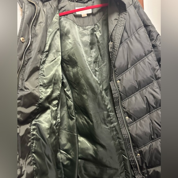 Michael Kors Faux Fur Trim Removable Hood Jade Green Down Coat XL - Picture 2 of 8